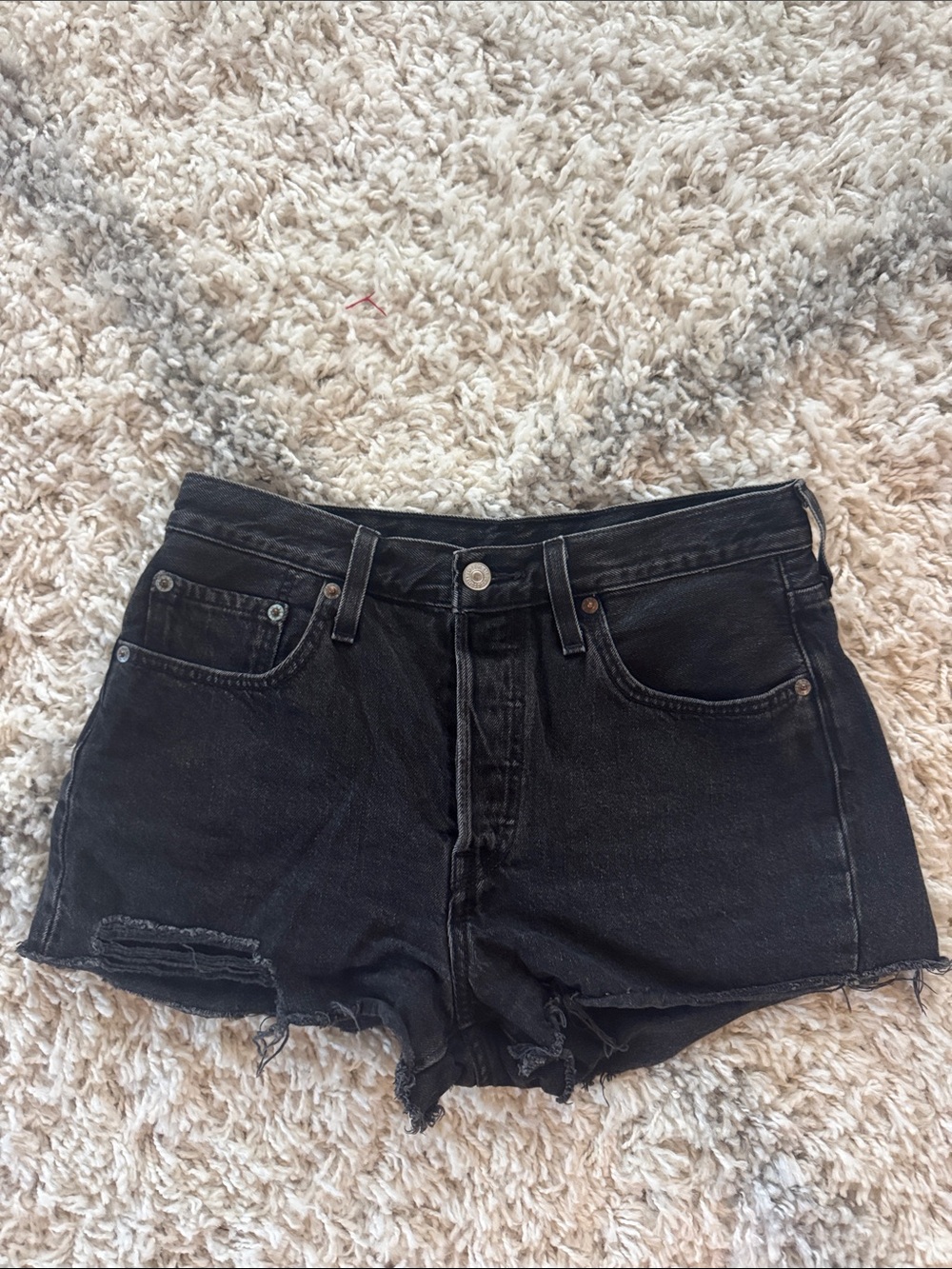 Levi’s Black High-Rise Denim Cutoff Shorts